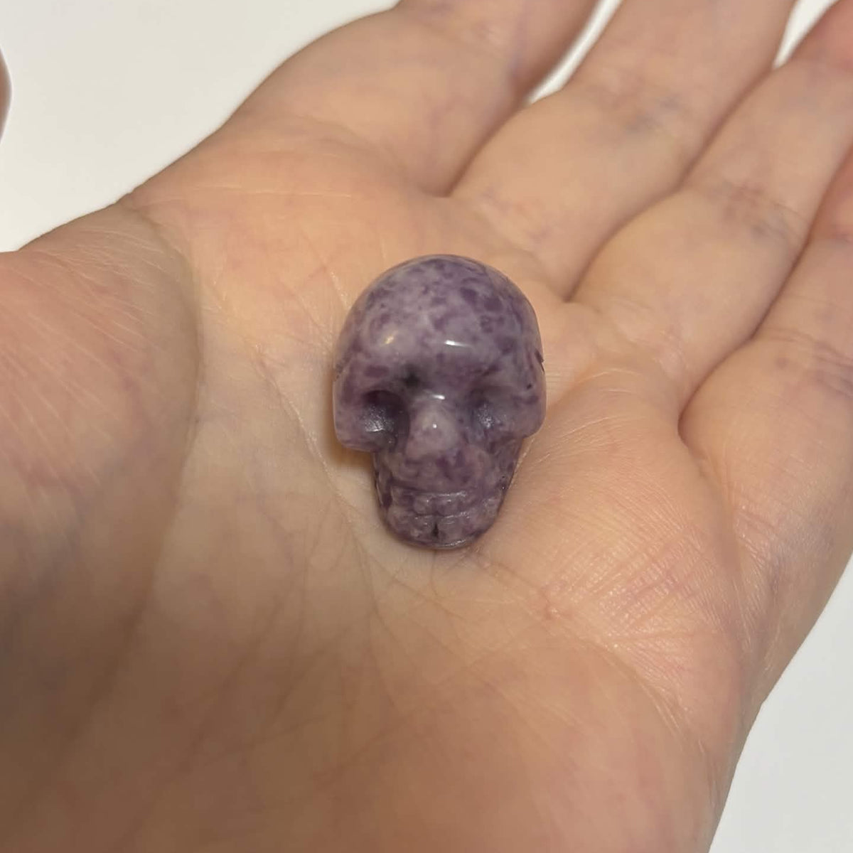 Lepidolite Mini Skull Carving – Natural Polished Crystal Stone (CR-SK7)