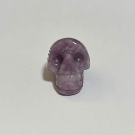 Lepidolite Mini Skull Carving – Natural Polished Crystal Stone (CR-SK8)