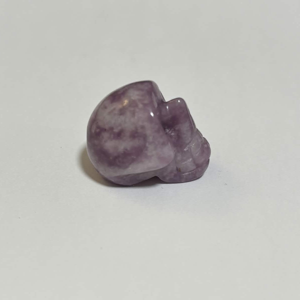 Lepidolite Mini Skull Carving – Natural Polished Crystal Stone (CR-SK8)