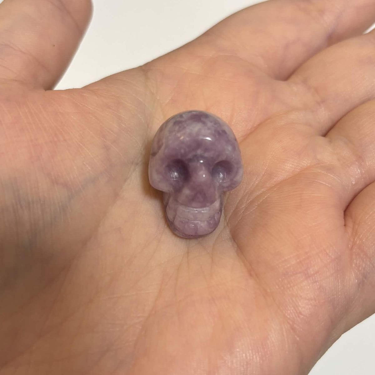 Lepidolite Mini Skull Carving – Natural Polished Crystal Stone (CR-SK8)