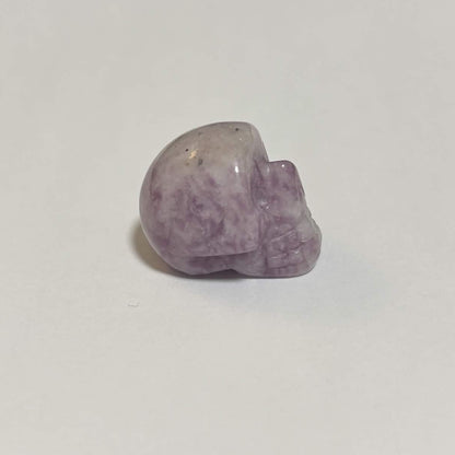 Lepidolite Mini Skull Carving – Natural Polished Crystal Stone (CR-SK9)