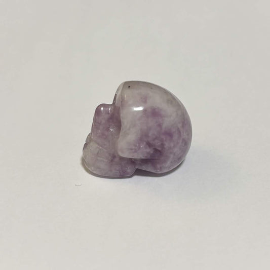 Lepidolite Mini Skull Carving – Natural Polished Crystal Stone (CR-SK9)