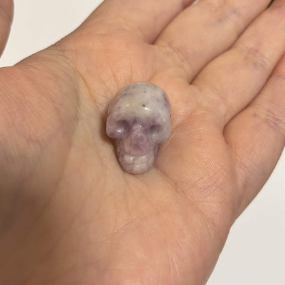 Lepidolite Mini Skull Carving – Natural Polished Crystal Stone (CR-SK9)
