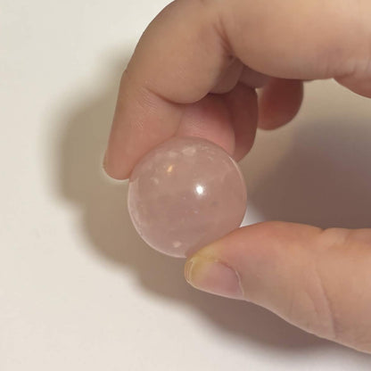 Brazilian Rose Quartz Mini Sphere with Wooden Stand – 1 in (2.5 cm) (CR-SP1)