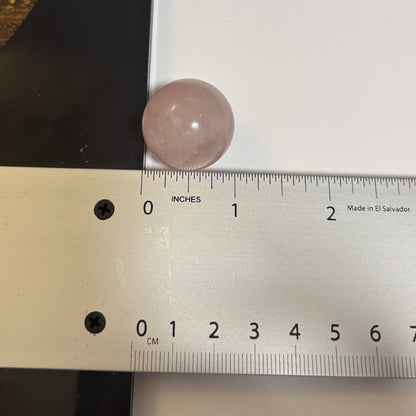 Brazilian Rose Quartz Mini Sphere with Wooden Stand – 1 in (2.5 cm) (CR-SP1)