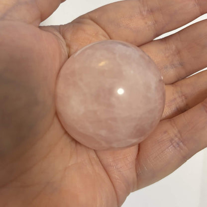 Brazilian Rose Quartz Sphere with Wooden Stand – 1.6 in (4.1 cm) (CR-SP2)