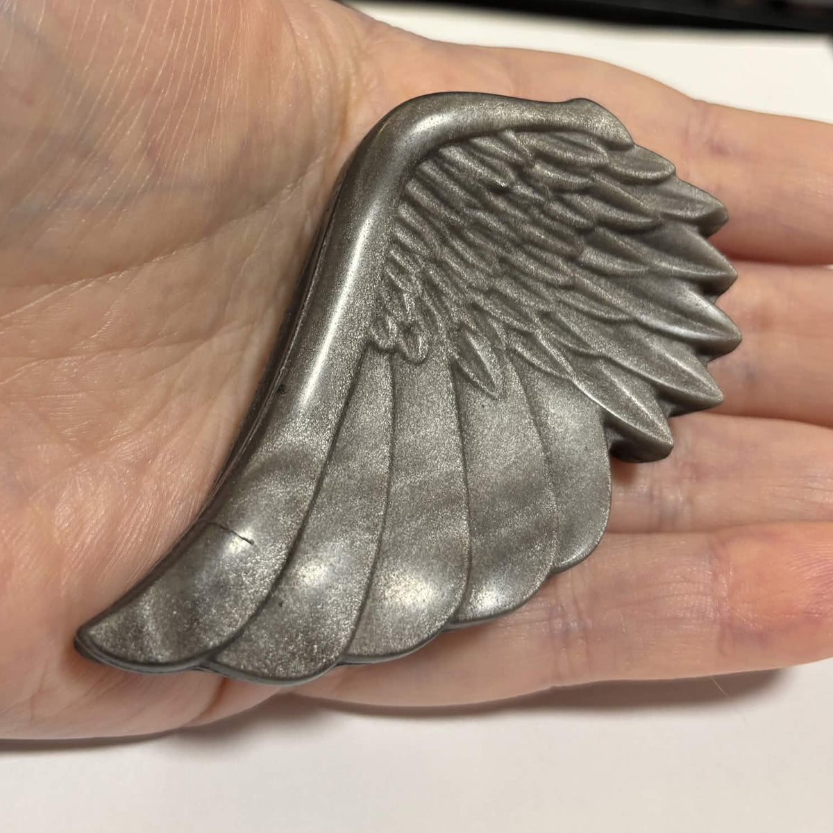 Silver Sheen Obsidian Wing Carving – Natural Polished Crystal Stone