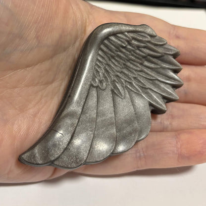 Silver Sheen Obsidian Wing Carving – Natural Polished Crystal Stone