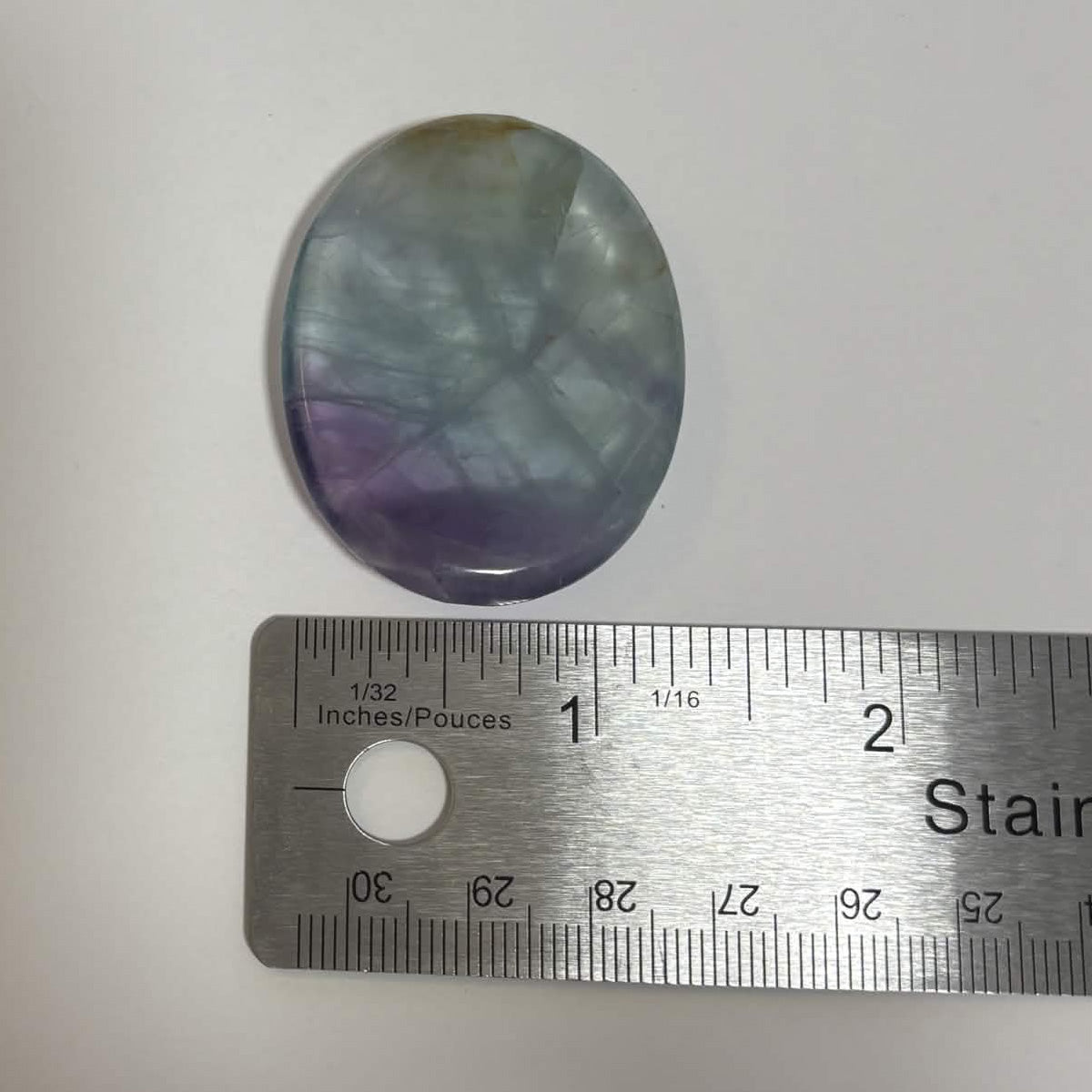 Green & Purple Fluorite Oval Worry Stone – Natural Crystal Stone (CR-WS10)