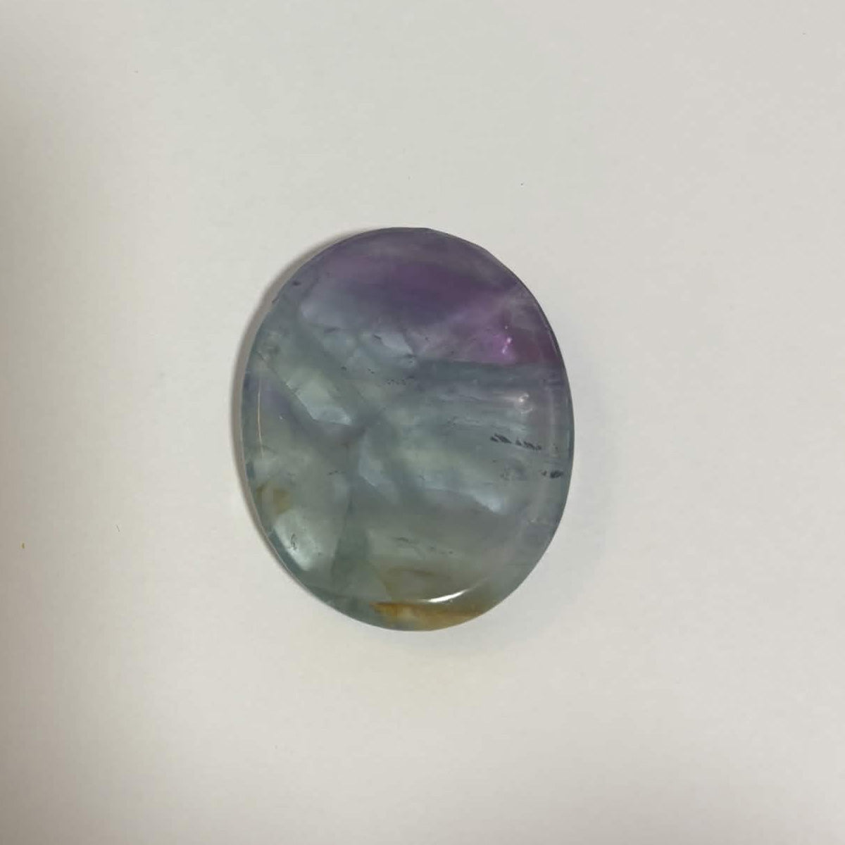 Green & Purple Fluorite Oval Worry Stone – Natural Crystal Stone (CR-WS10)