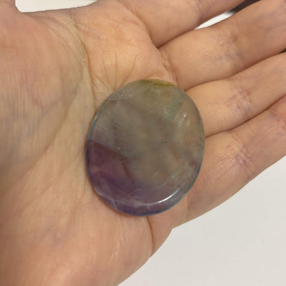 Green & Purple Fluorite Oval Worry Stone – Natural Crystal Stone (CR-WS10)