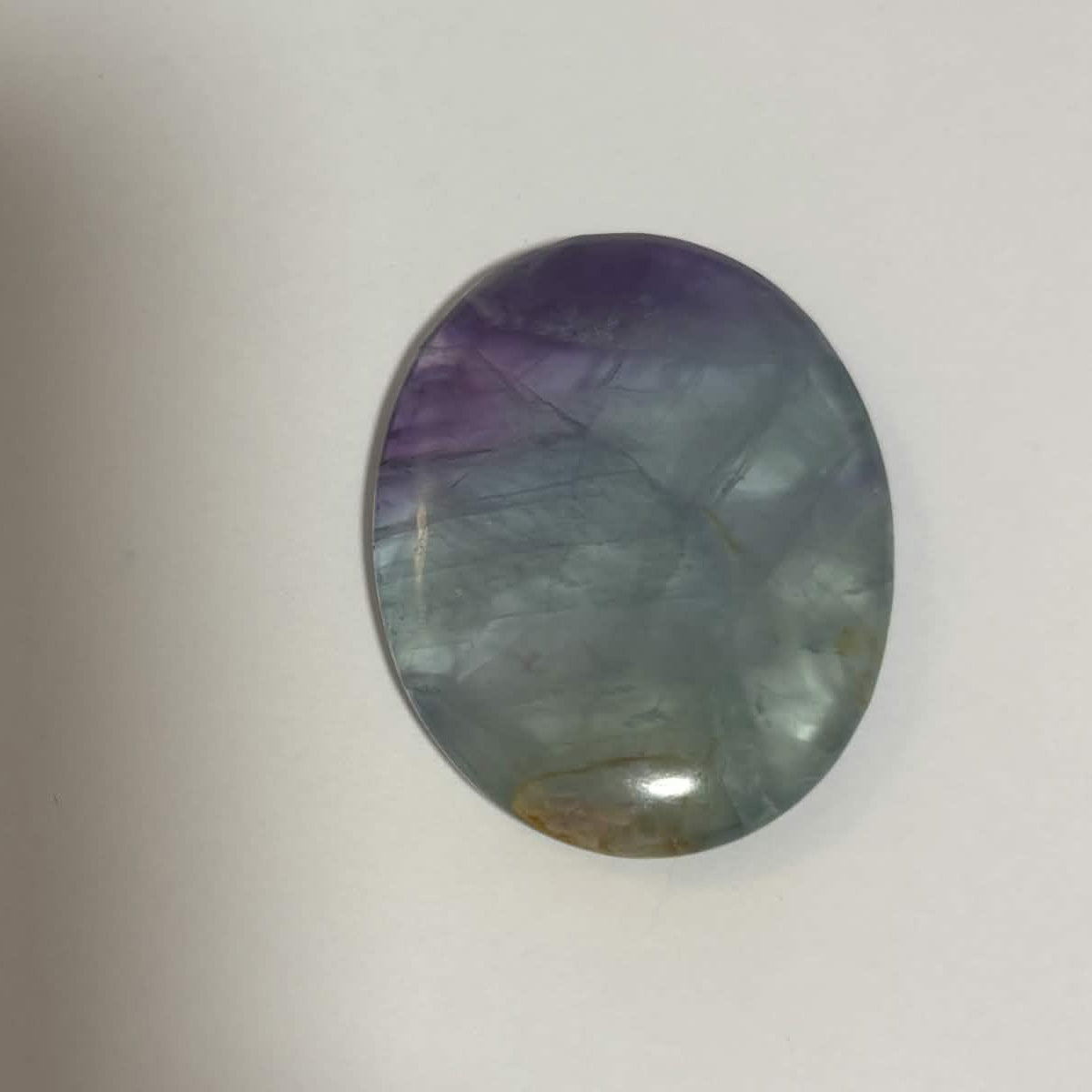 Green & Purple Fluorite Oval Worry Stone – Natural Crystal Stone (CR-WS10)
