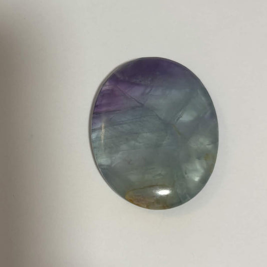Green & Purple Fluorite Oval Worry Stone – Natural Crystal Stone (CR-WS10)