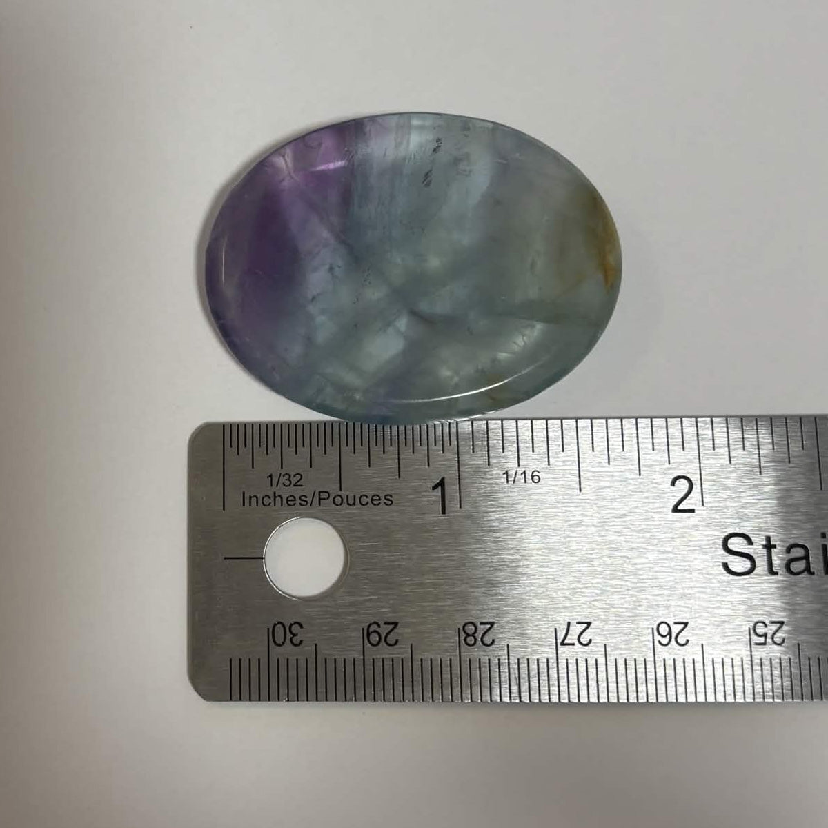 Green & Purple Fluorite Oval Worry Stone – Natural Crystal Stone (CR-WS10)