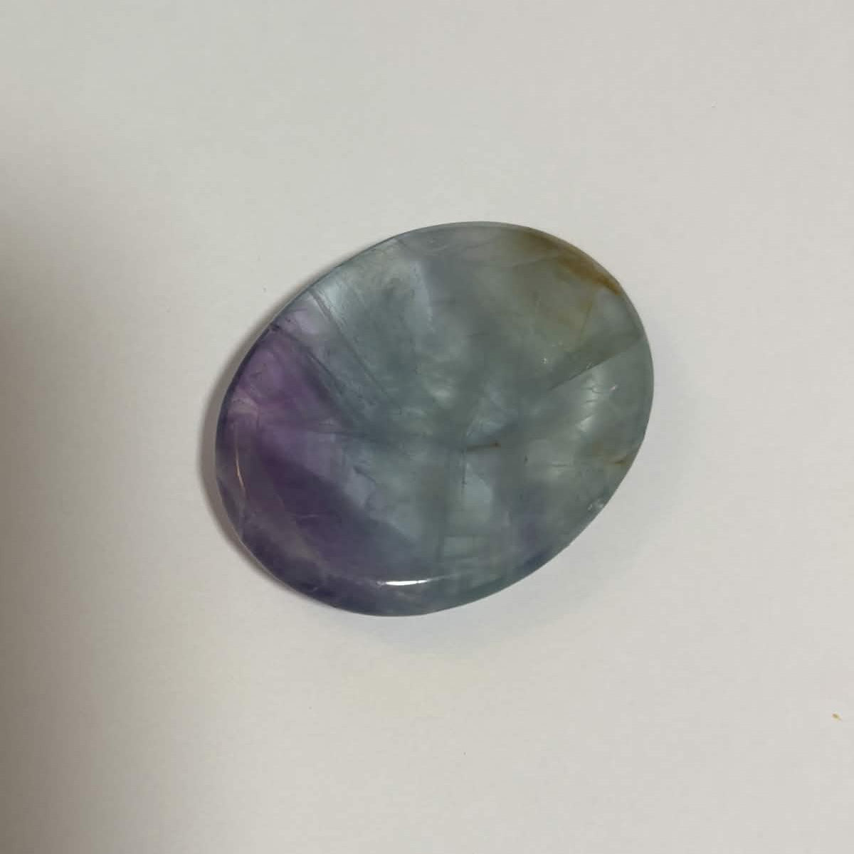 Green & Purple Fluorite Oval Worry Stone – Natural Crystal Stone (CR-WS10)
