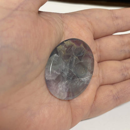 Green & Purple Fluorite Oval Worry Stone – Natural Crystal Stone (CR-WS2)
