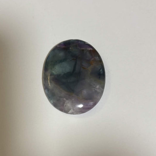 Green & Purple Fluorite Oval Worry Stone – Natural Crystal Stone (CR-WS2)