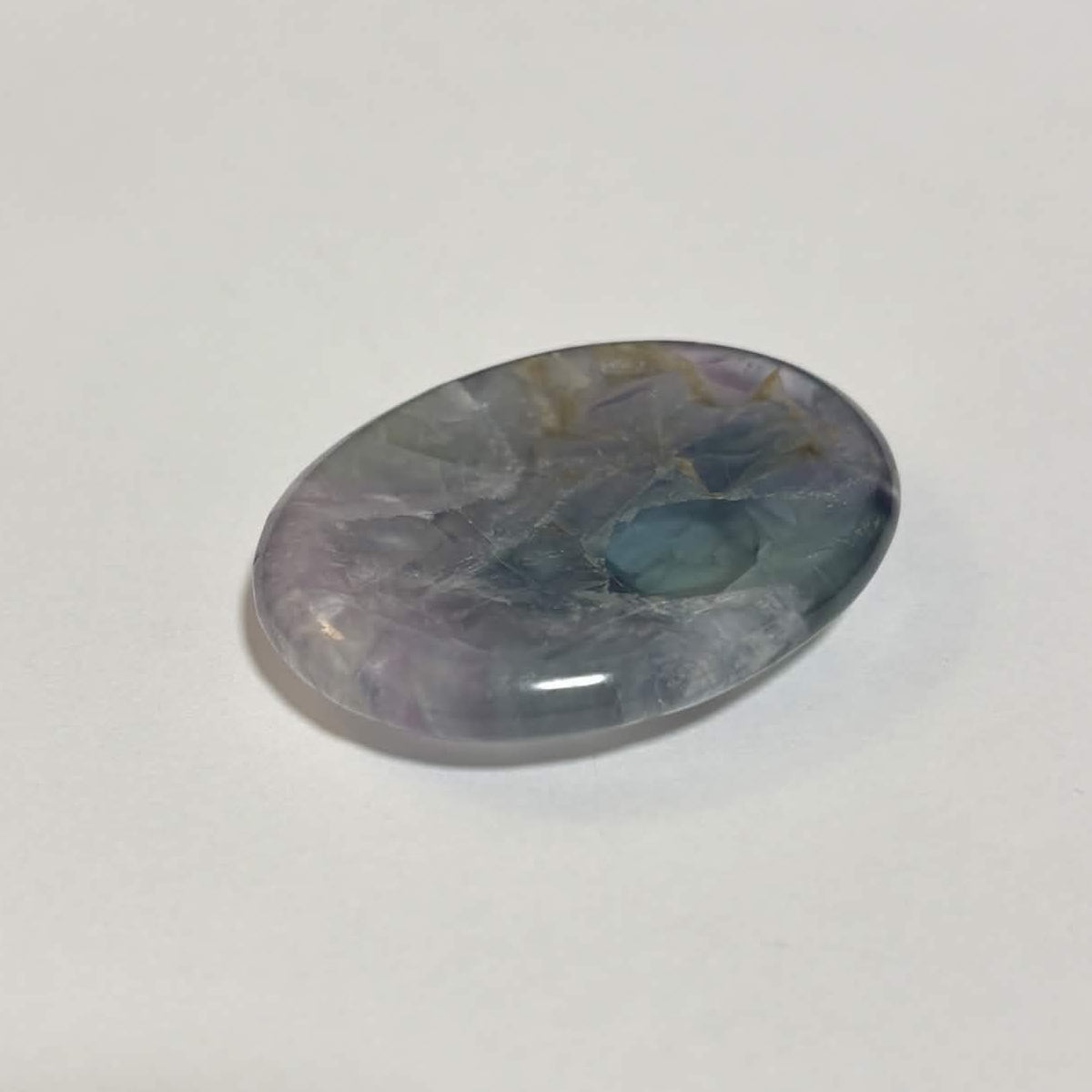 Green & Purple Fluorite Oval Worry Stone – Natural Crystal Stone (CR-WS2)