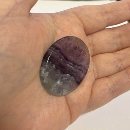 Green & Purple Fluorite Oval Worry Stone – Natural Crystal Stone (CR-WS3)