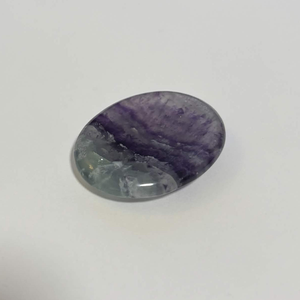 Green & Purple Fluorite Oval Worry Stone – Natural Crystal Stone (CR-WS3)