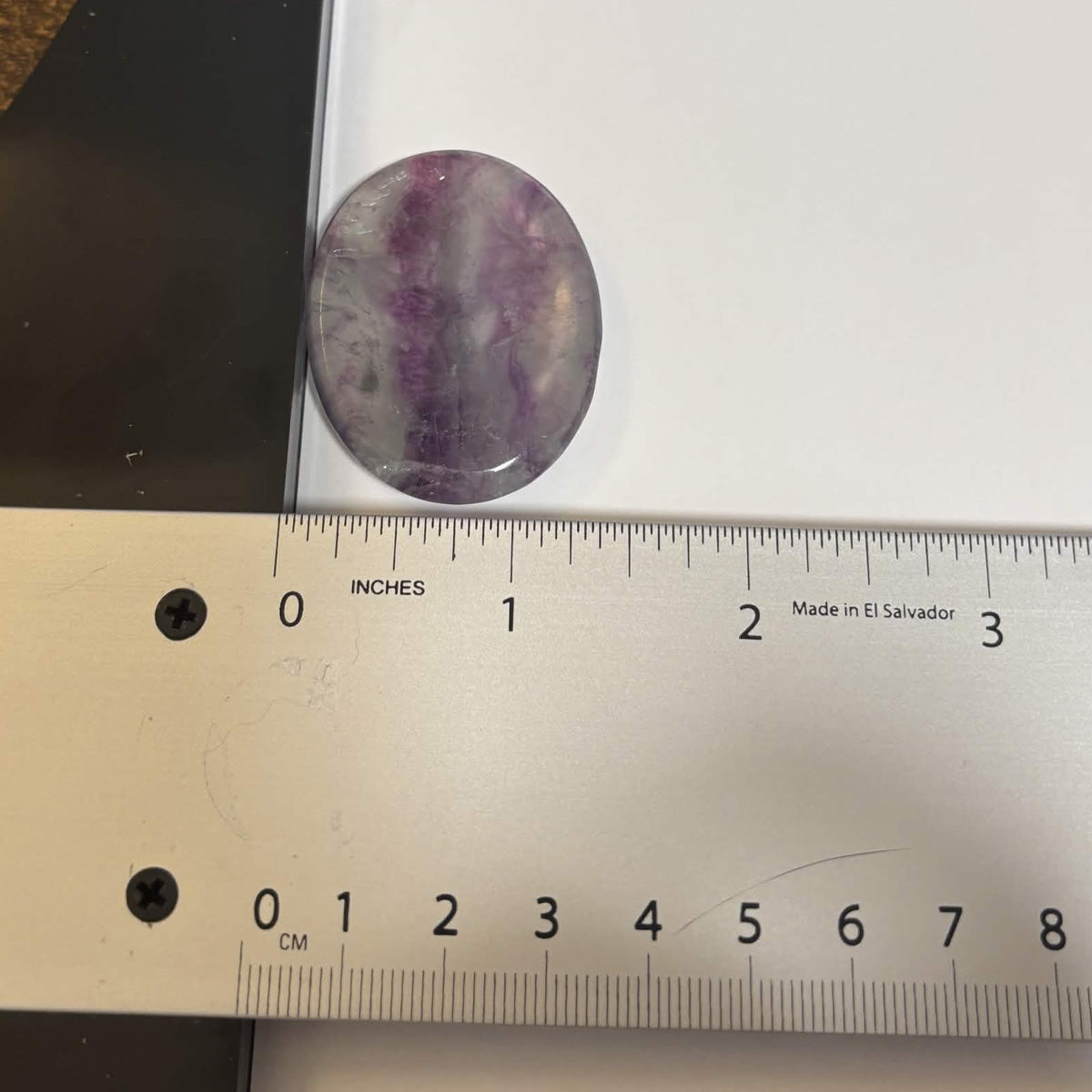 Green & Purple Fluorite Oval Worry Stone – Natural Crystal Stone (CR-WS4)