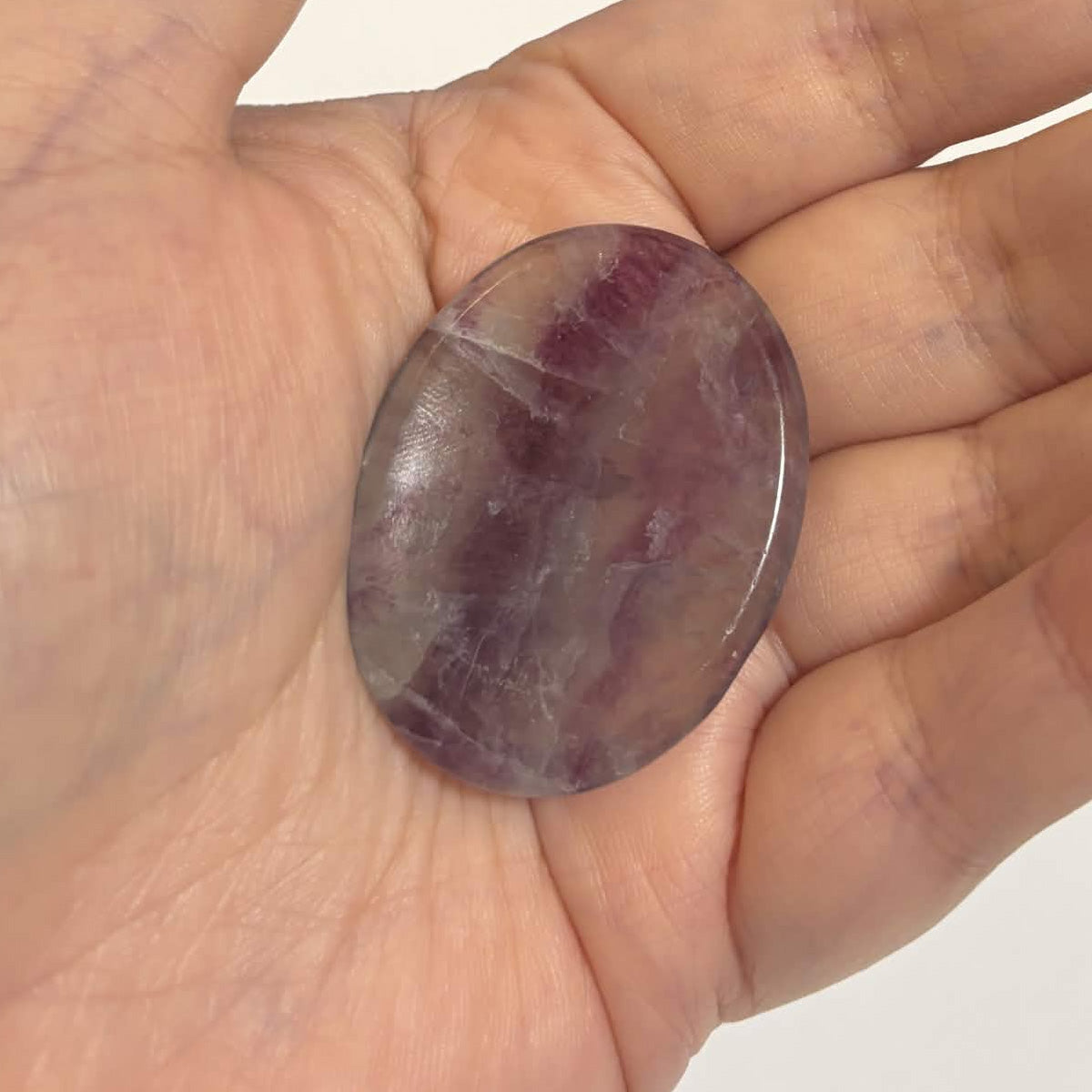Green & Purple Fluorite Oval Worry Stone – Natural Crystal Stone (CR-WS4)