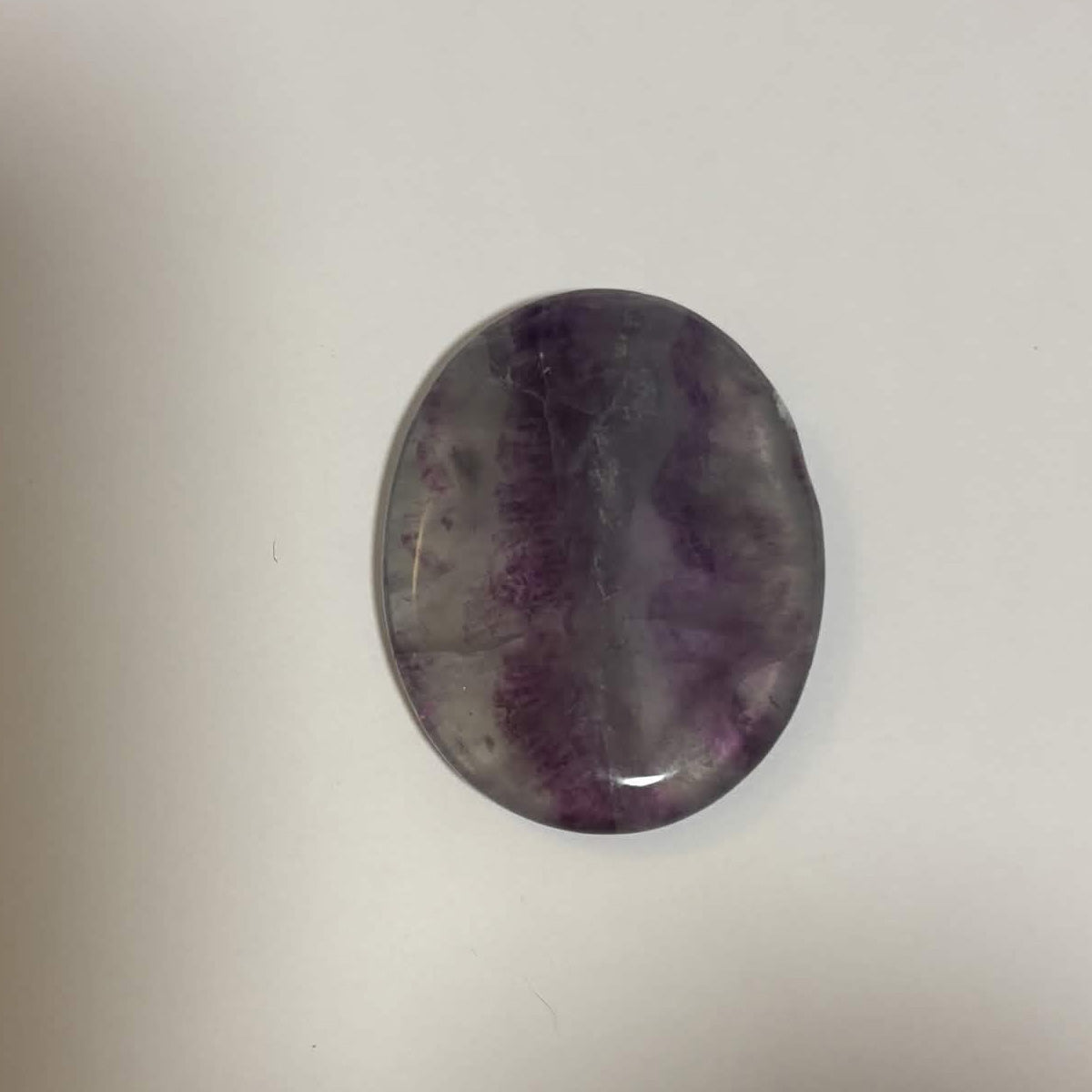Green & Purple Fluorite Oval Worry Stone – Natural Crystal Stone (CR-WS4)