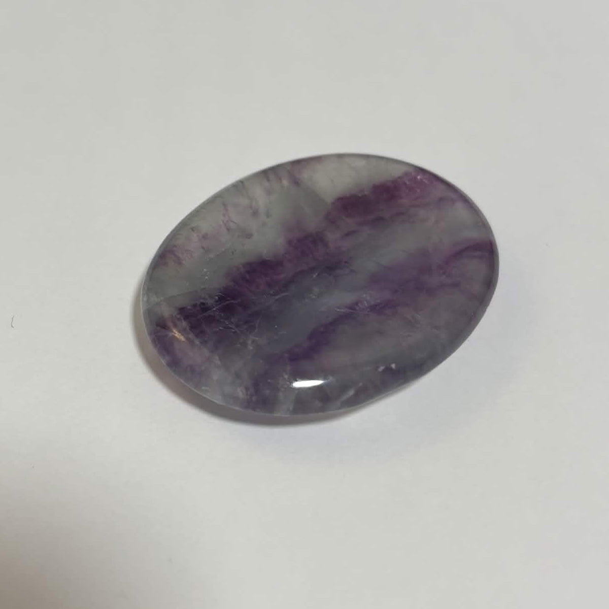 Green & Purple Fluorite Oval Worry Stone – Natural Crystal Stone (CR-WS4)