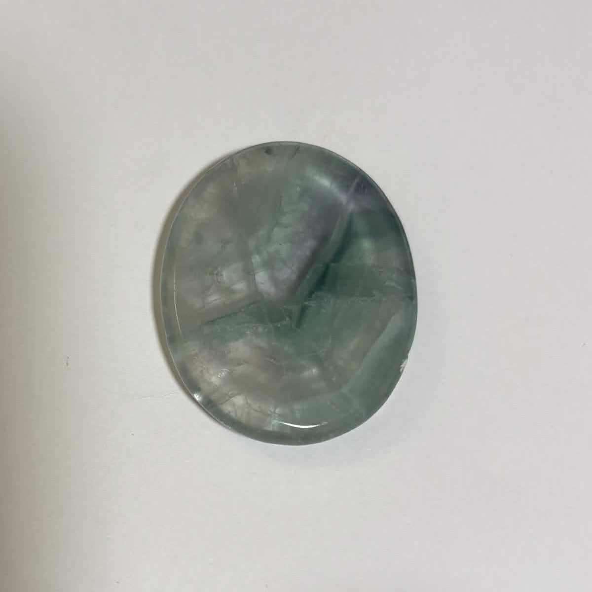 Green & Purple Fluorite Oval Worry Stone – Natural Crystal Stone (CR-WS5)