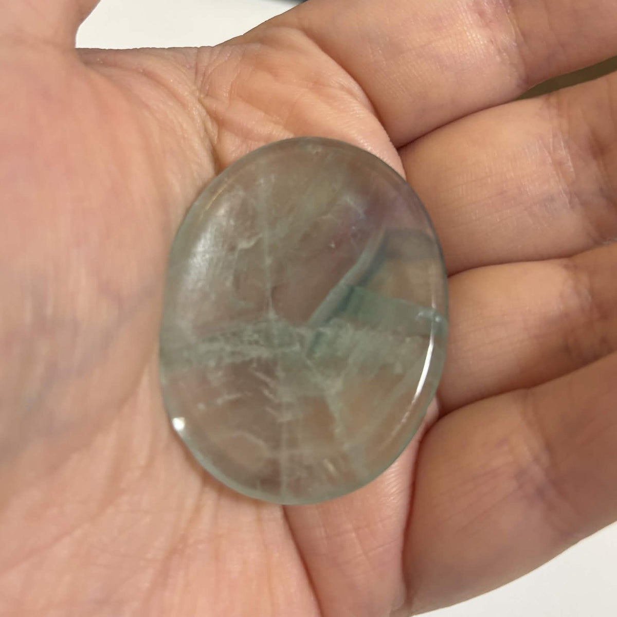 Green & Purple Fluorite Oval Worry Stone – Natural Crystal Stone (CR-WS5)