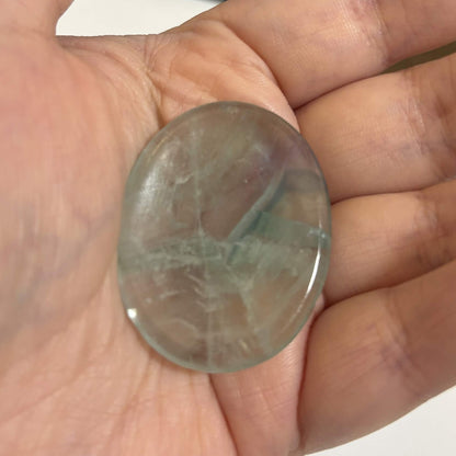 Green & Purple Fluorite Oval Worry Stone – Natural Crystal Stone (CR-WS5)
