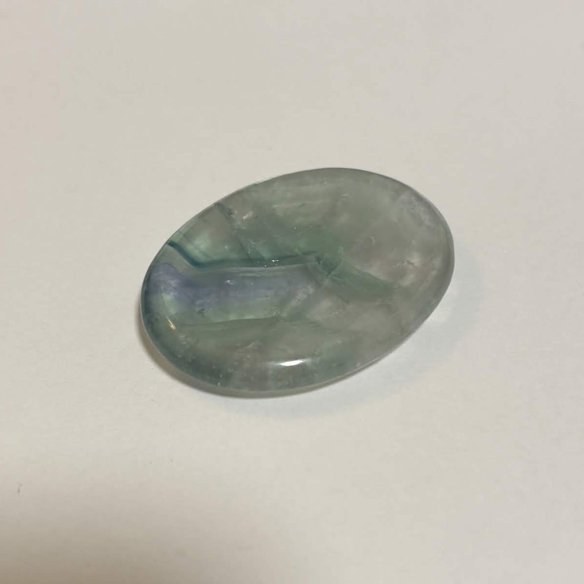 Green & Purple Fluorite Oval Worry Stone – Natural Crystal Stone (CR-WS5)