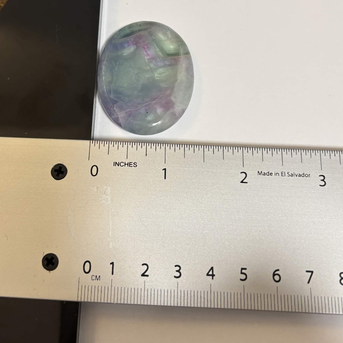 Green & Purple Fluorite Oval Worry Stone – Natural Crystal Stone (CR-WS7)