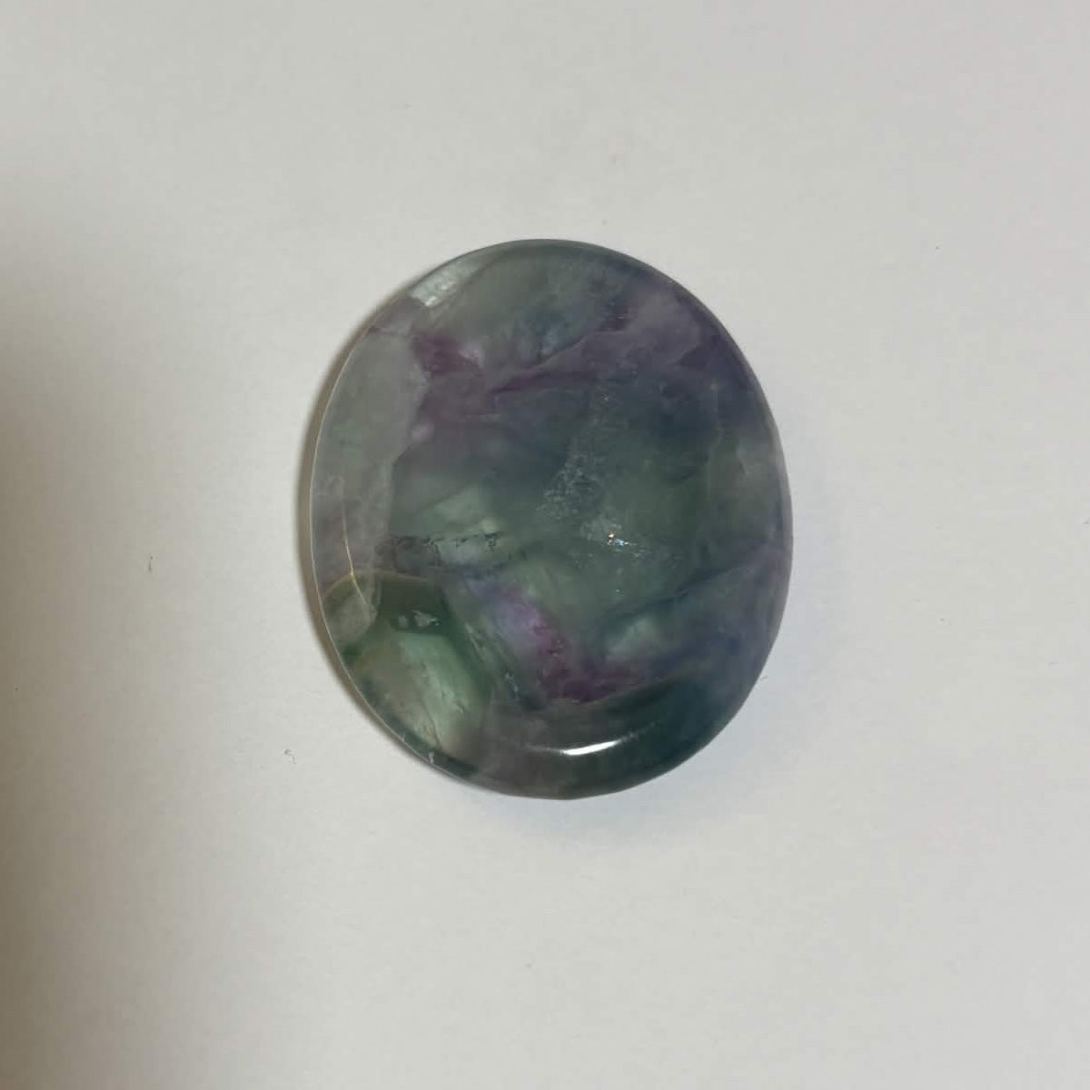 Green & Purple Fluorite Oval Worry Stone – Natural Crystal Stone (CR-WS7)