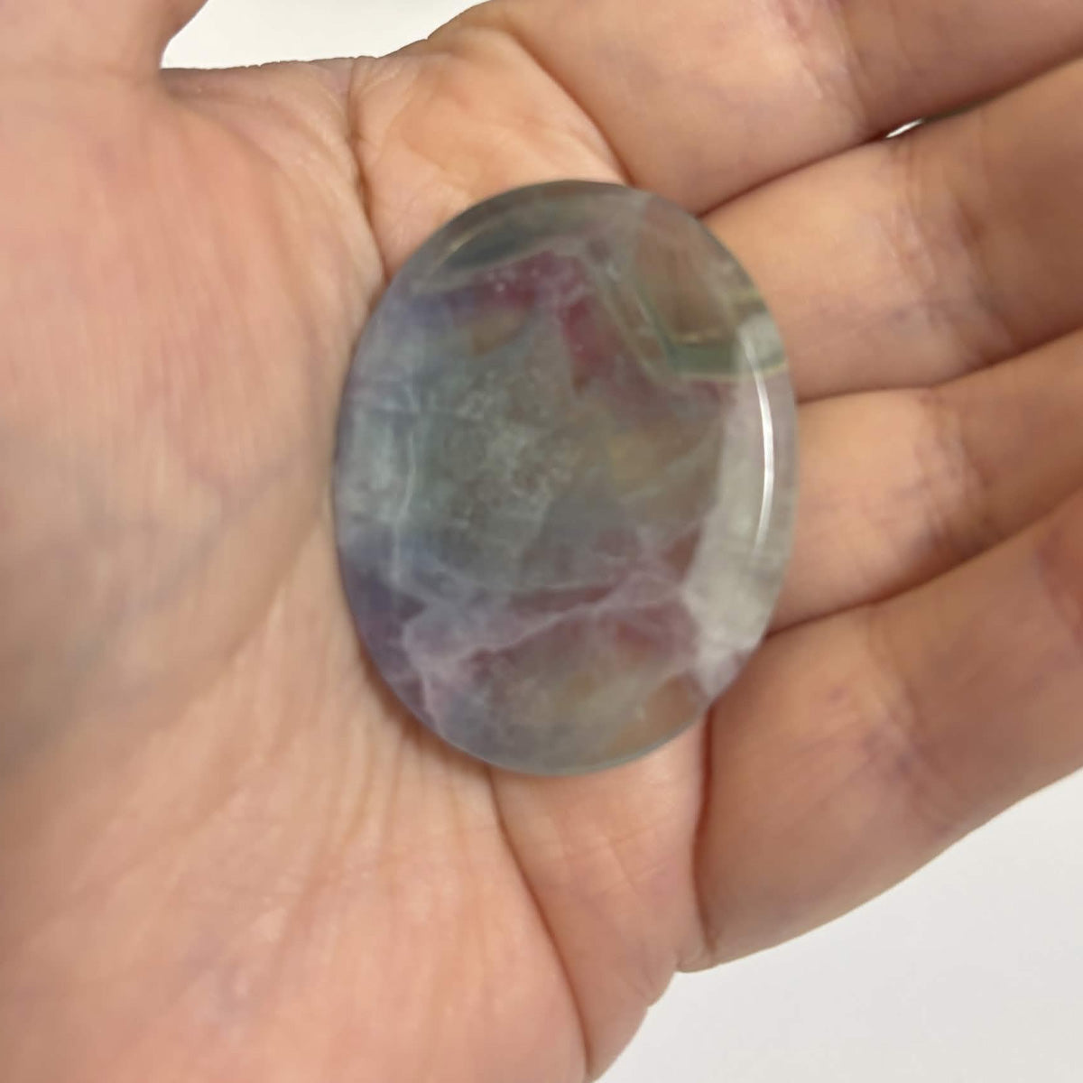 Green & Purple Fluorite Oval Worry Stone – Natural Crystal Stone (CR-WS7)