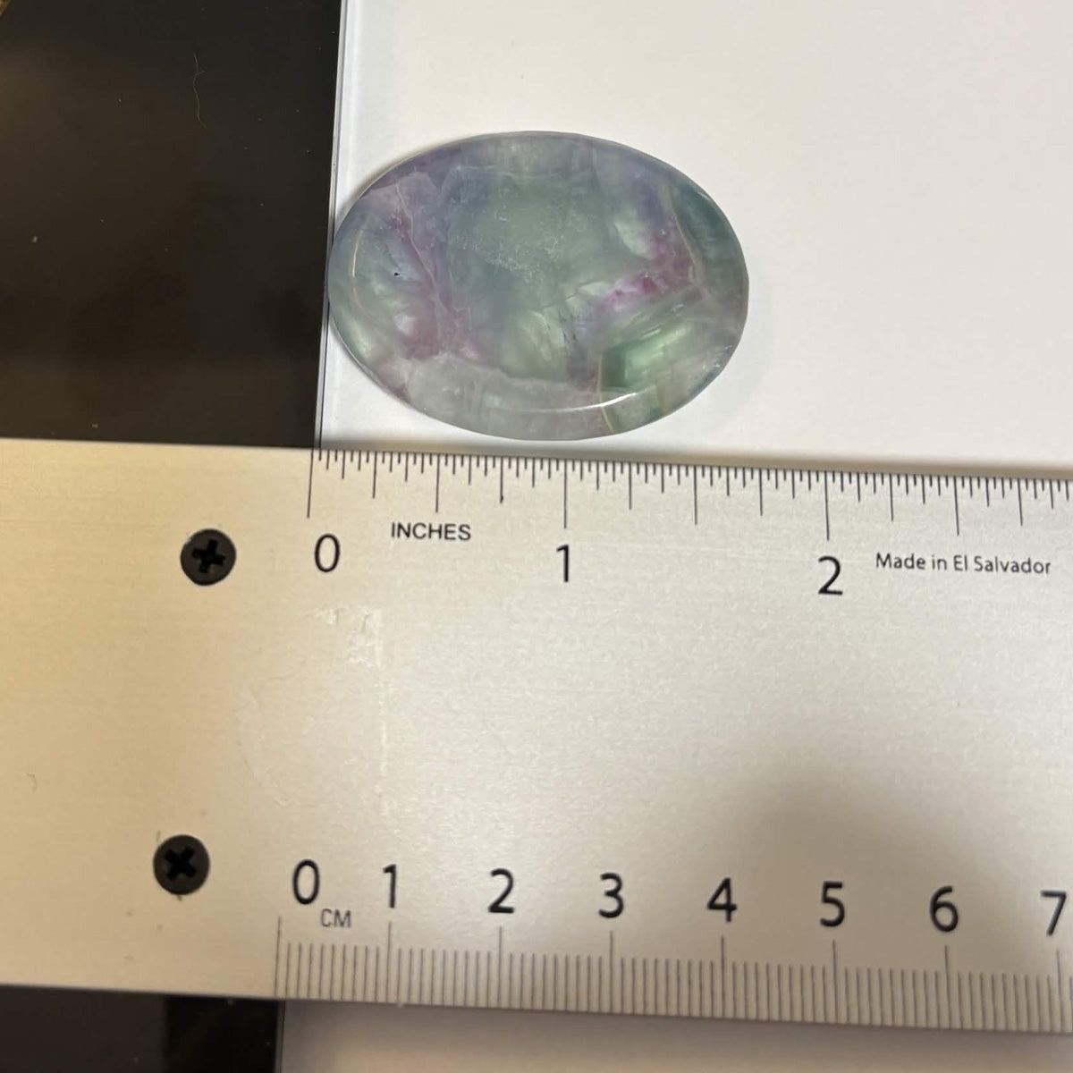 Green & Purple Fluorite Oval Worry Stone – Natural Crystal Stone (CR-WS7)
