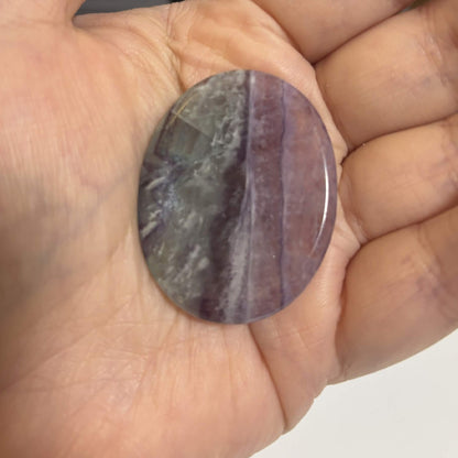 Green & Purple Fluorite Oval Worry Stone – Natural Crystal Stone (CR-WS8)