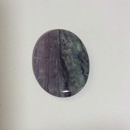 Green & Purple Fluorite Oval Worry Stone – Natural Crystal Stone (CR-WS8)