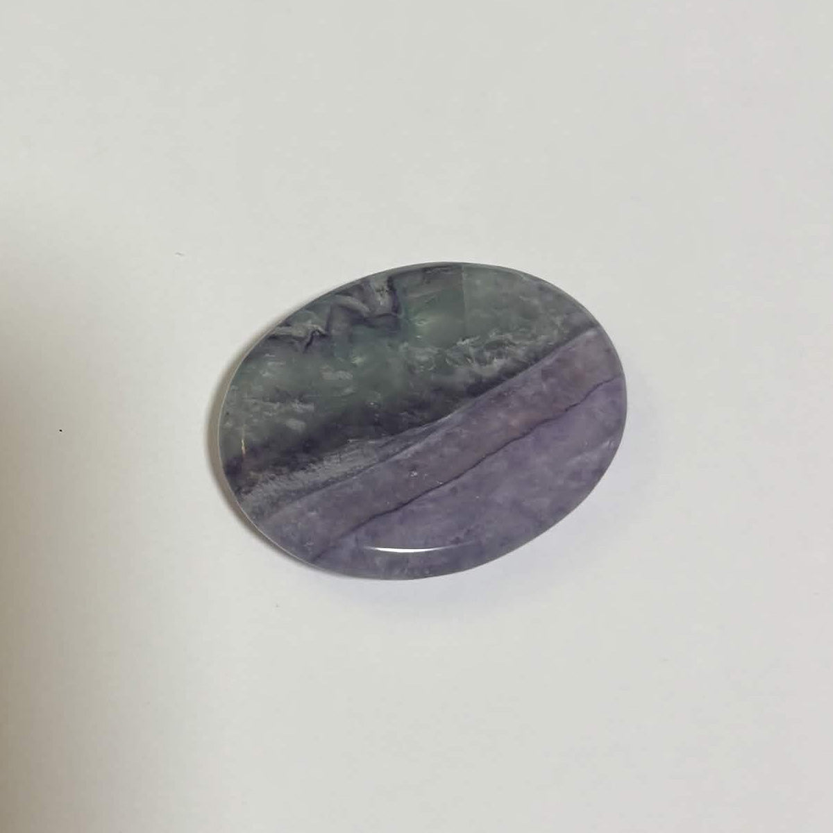 Green & Purple Fluorite Oval Worry Stone – Natural Crystal Stone (CR-WS8)