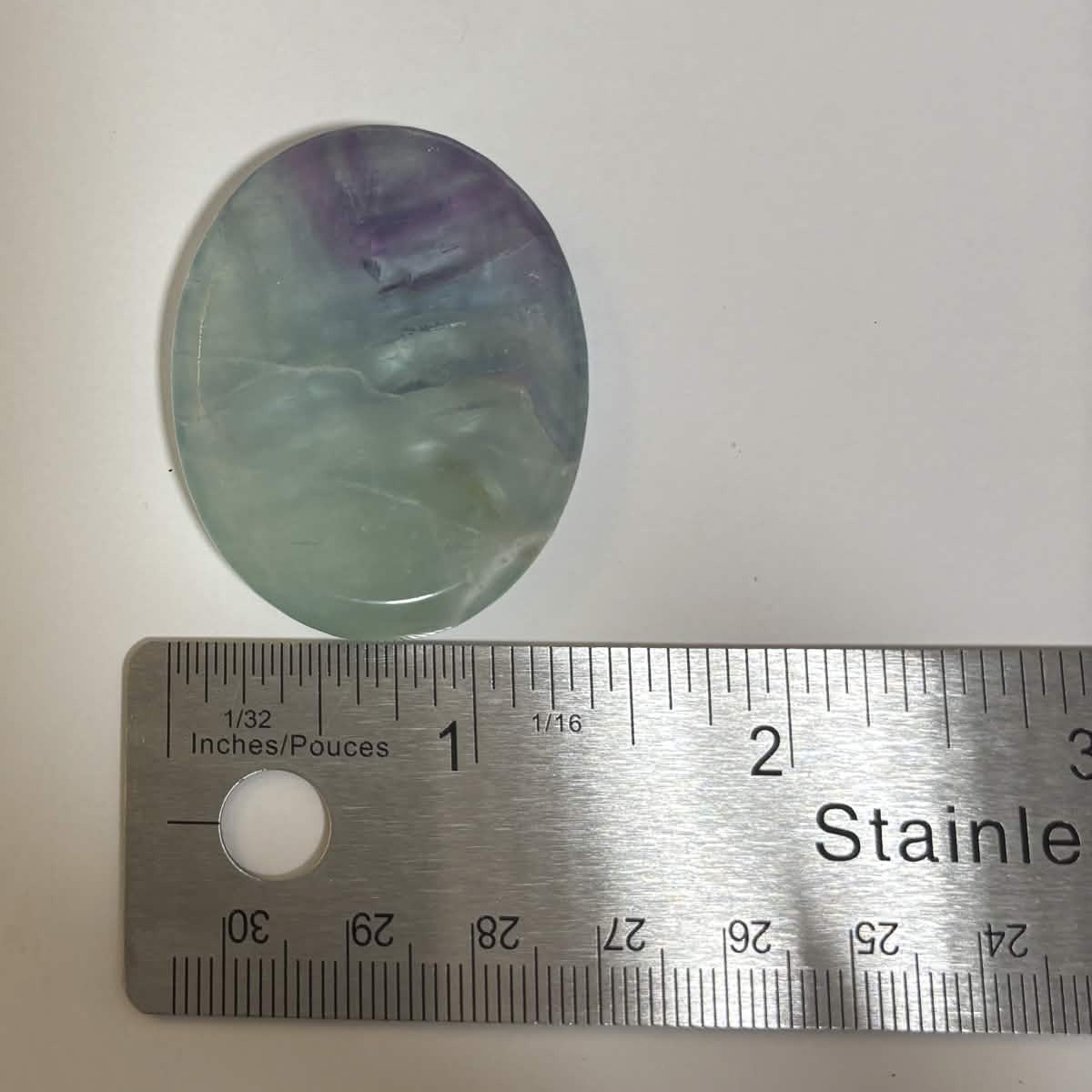 Green & Purple Fluorite Oval Worry Stone – Natural Crystal Stone (CR-WS9)