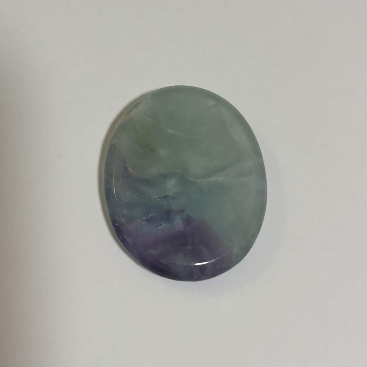 Green & Purple Fluorite Oval Worry Stone – Natural Crystal Stone (CR-WS9)
