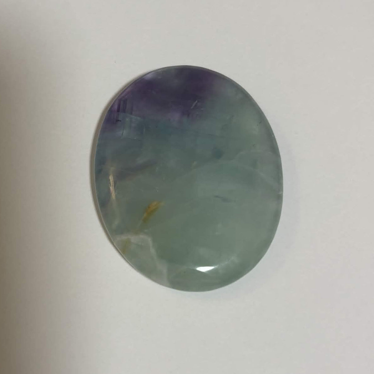 Green & Purple Fluorite Oval Worry Stone – Natural Crystal Stone (CR-WS9)