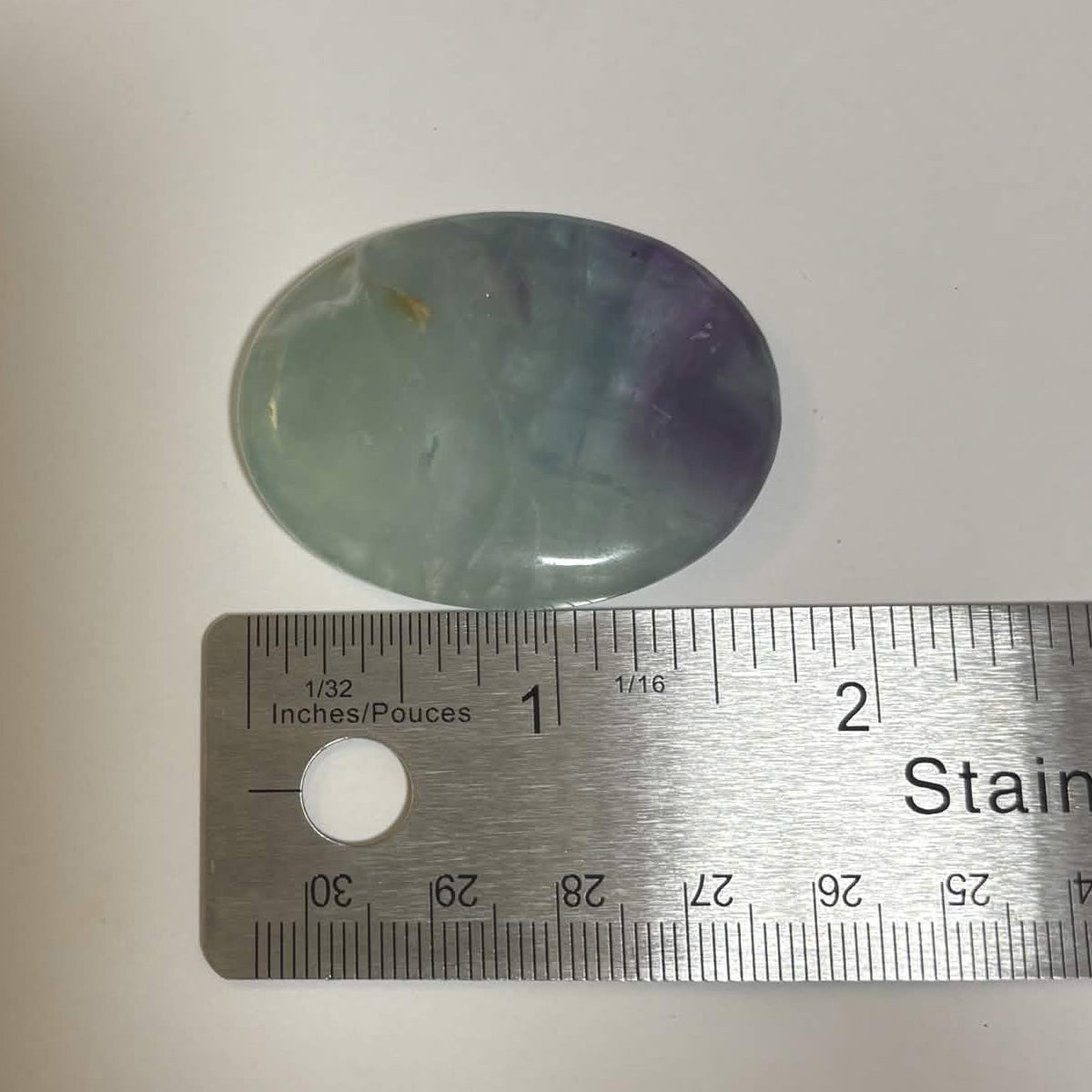 Green & Purple Fluorite Oval Worry Stone – Natural Crystal Stone (CR-WS9)