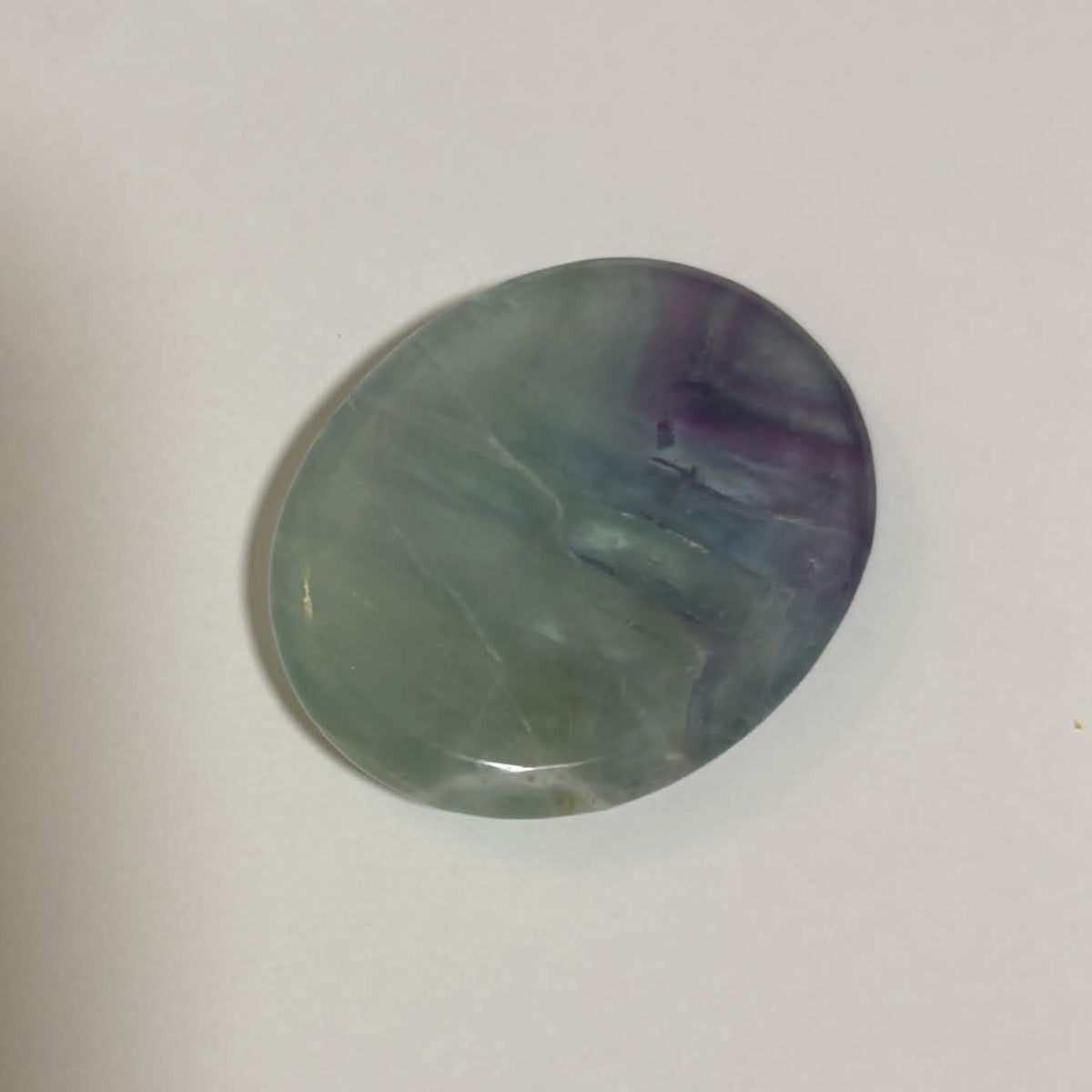 Green & Purple Fluorite Oval Worry Stone – Natural Crystal Stone (CR-WS9)