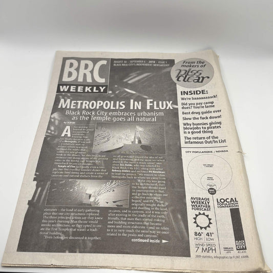 2010 Burning Man BRC Weekly Issue 1 – Original Black Rock City Ephemera