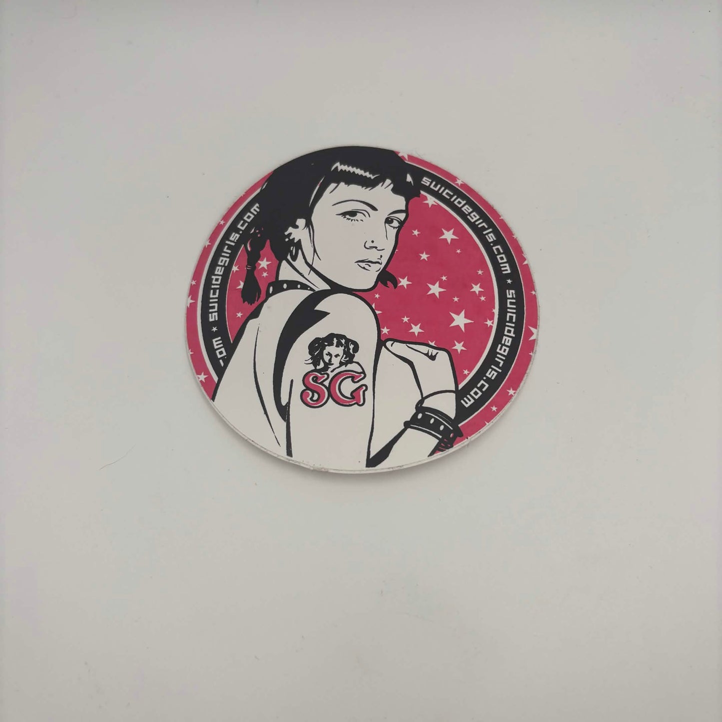 Vintage SuicideGirls SG Round Promotional Sticker — Approx. 2.75"