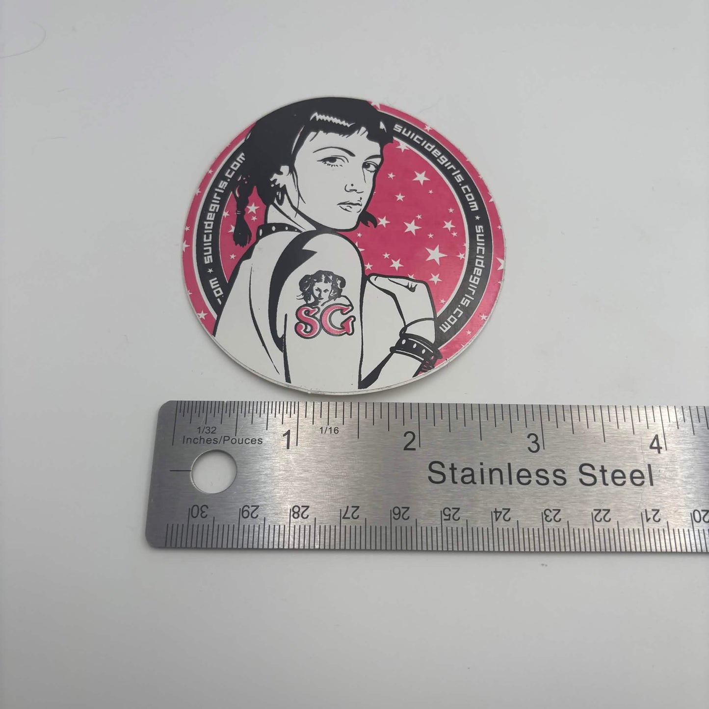 Vintage SuicideGirls SG Round Promotional Sticker — Approx. 2.75"