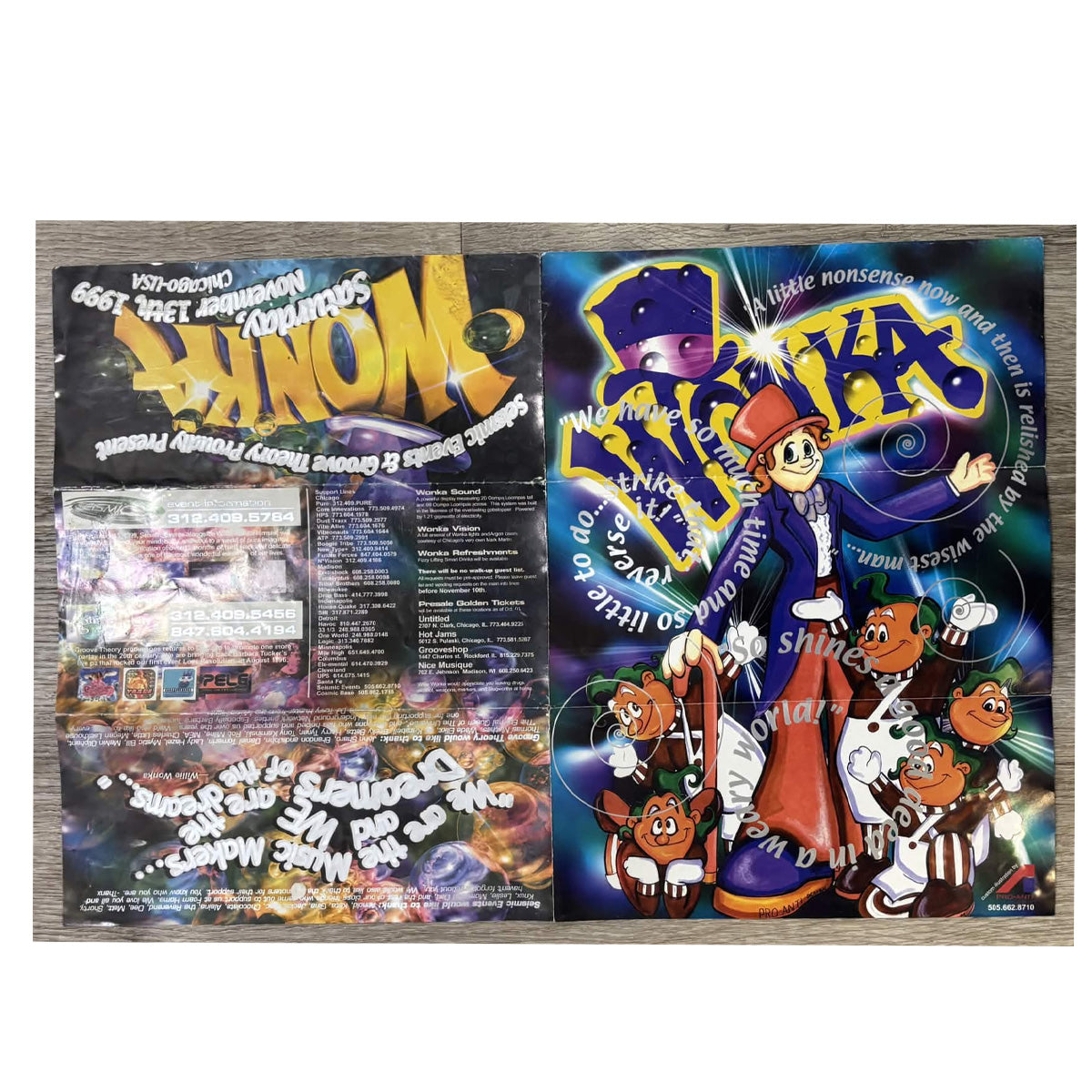 Vintage 1999 WONKA Chicago Rave Flyer Ephemera – Digital Underground, Honey Dijon + More