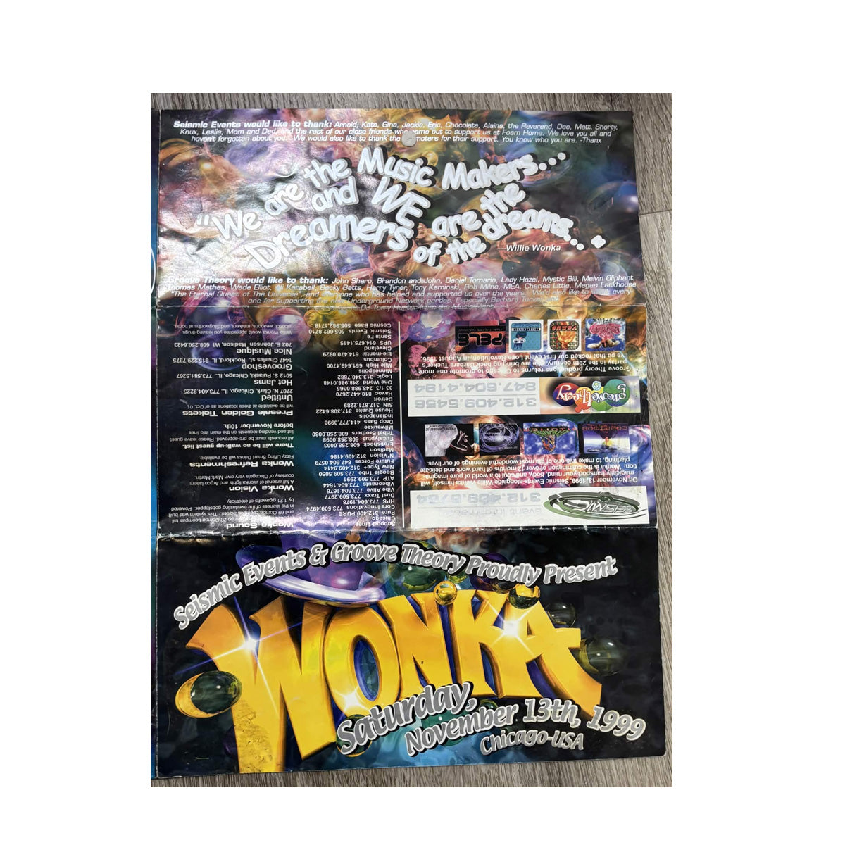 Vintage 1999 WONKA Chicago Rave Flyer Ephemera – Digital Underground, Honey Dijon + More