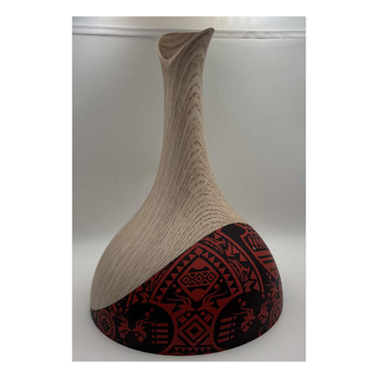 300 mL Ultrasonic Essential Oil Diffuser — Red & Black Geometric Faux Wood Design